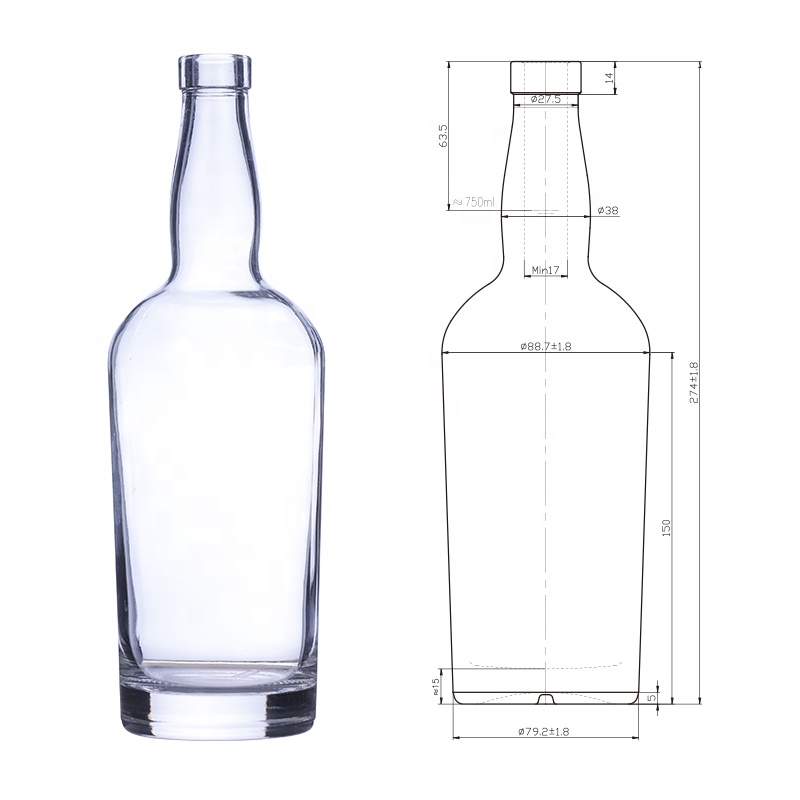 JS002:700 ml 750 ml Glass Whiskey Bottle Bulk & Wholesale