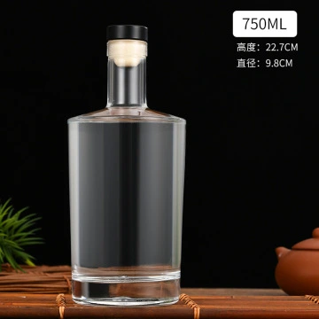 Best 750ml 500ml Glass Cylinder Bottle Flat Should With Stopper